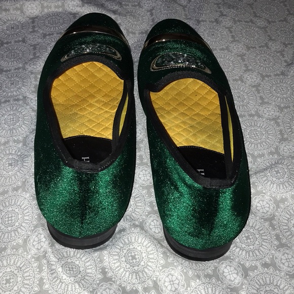 Green and gold dress shoe loafers main image 4